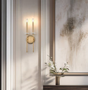 Gaultier 2 Light 7.5" Wall Sconce in Modern Gold in a room setting
