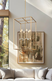Gaultier 6 Light 18" Pendant in Modern Gold in a room setting