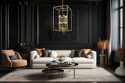 Gaultier 6 Light 18" Pendant in Modern Gold in a room setting