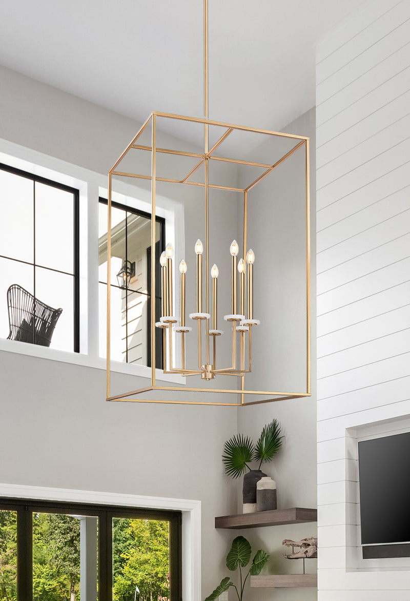 Gaultier 8 Light 24" Pendant in Modern Gold in a room setting