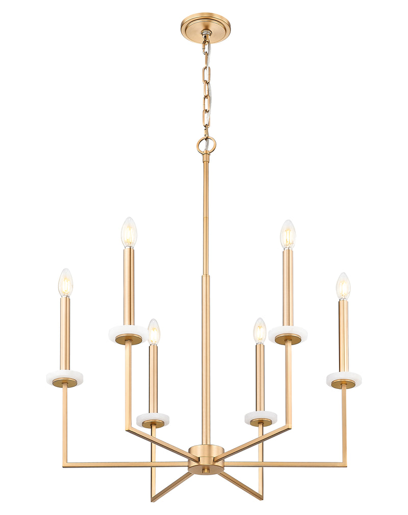 Gaultier 6 Light 27.25" Chandelier in Modern Gold