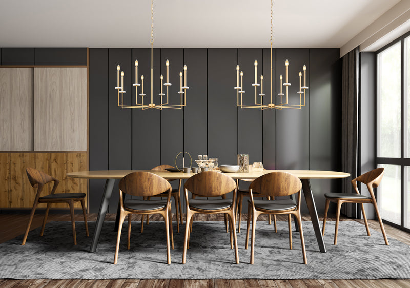 Gaultier 8 Light 35.25" Chandelier in Modern Gold in a room setting