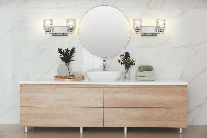 Jacqueline 2 Light 15.75" Vanity in Brushed Nickel in a room setting