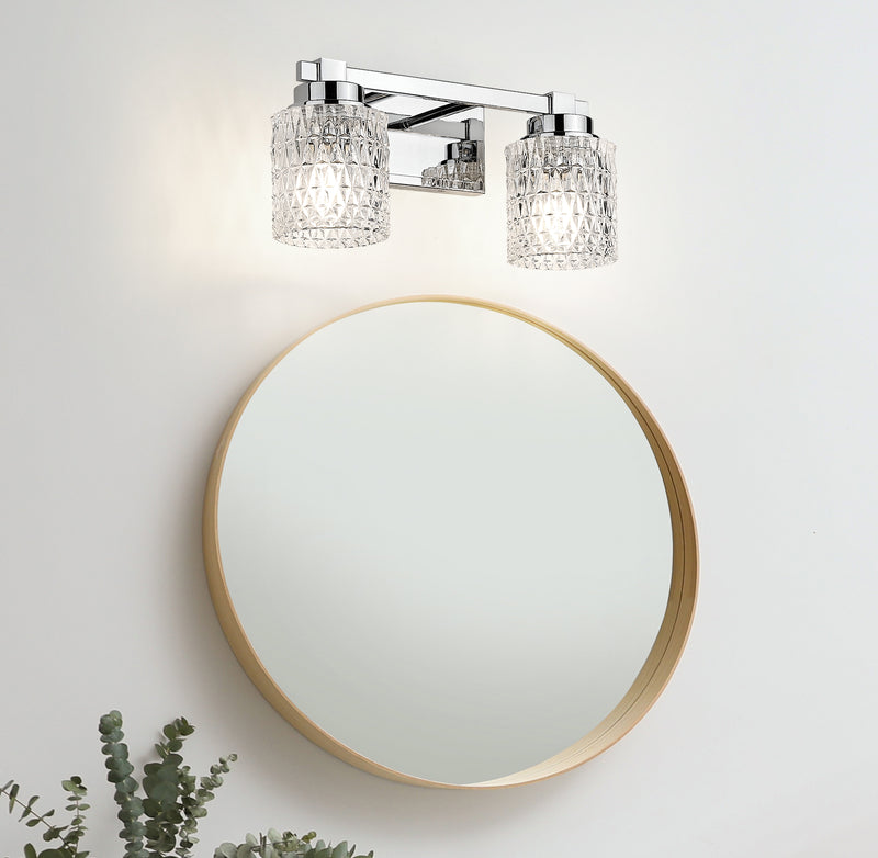 Jacqueline 2 Light 15.75" Vanity in Chrome in a room setting
