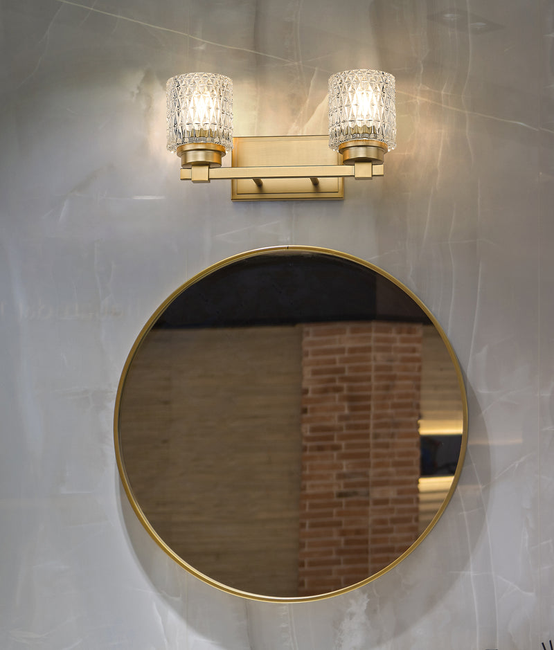 Jacqueline 2 Light 15.75" Vanity in Modern Gold in a room setting