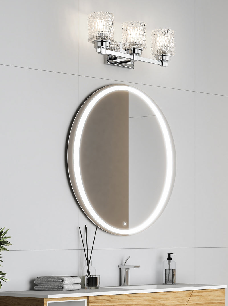 Jacqueline 3 Light 22.75" Vanity in Chrome in a room setting