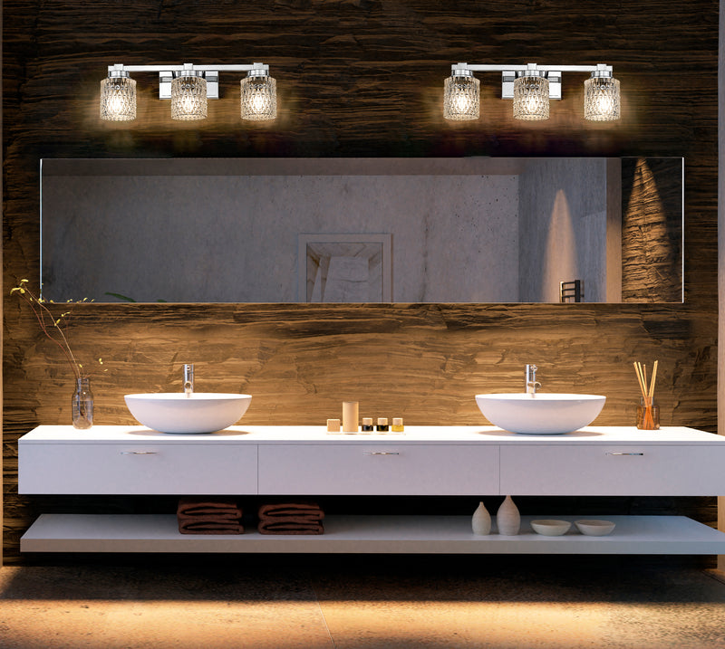 Jacqueline 3 Light 22.75" Vanity in Chrome in a room setting