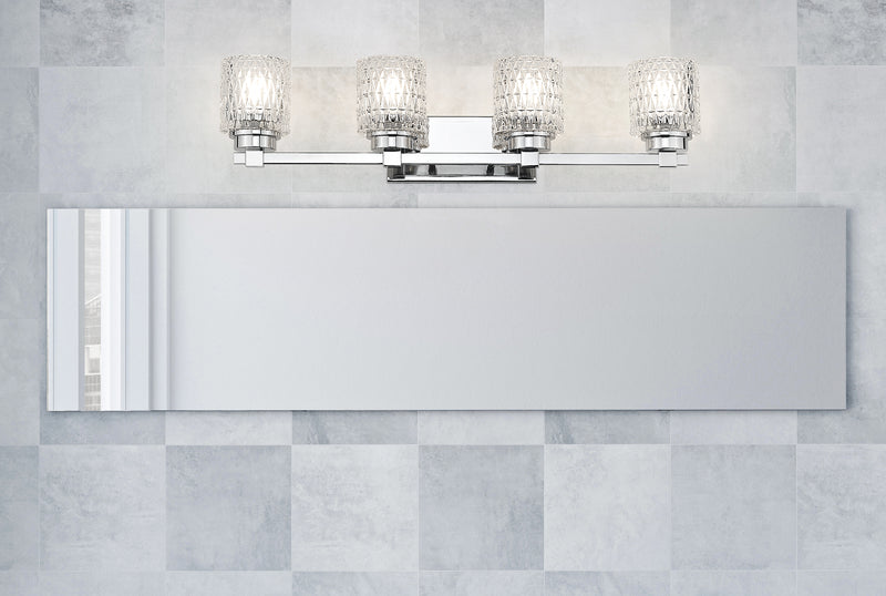 Jacqueline 4 Light 31.5" Vanity in Chrome in a room setting