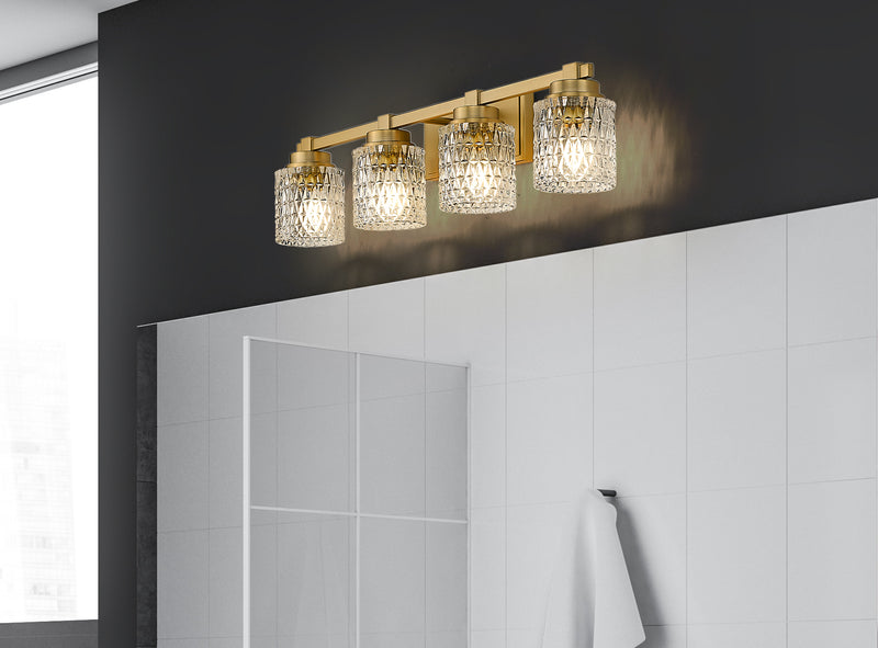 Jacqueline 4 Light 31.5" Vanity in Modern Gold in a room setting