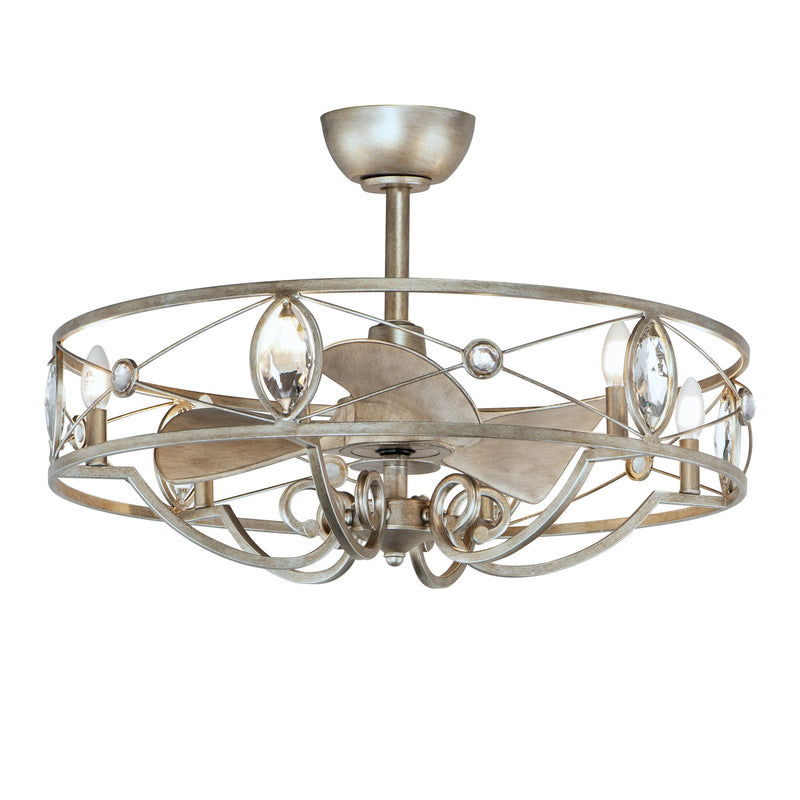 Solitaire 6 Light WiFi LED Fandelight in Silver Mist