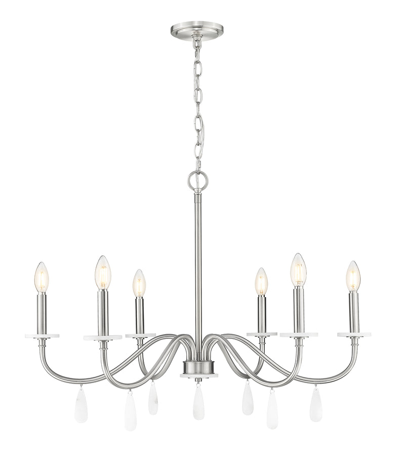 Toussant 6 Light 32" Chandelier in Brushed Nickel