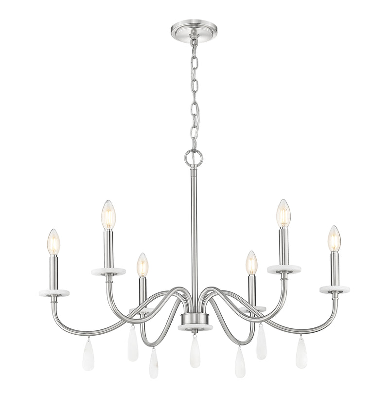 Toussant 6 Light 32" Chandelier in Brushed Nickel