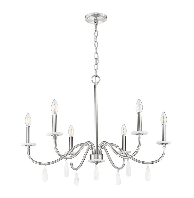 Toussant 6 Light 32" Chandelier in Brushed Nickel