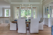 Toussant 6 Light 32" Chandelier in Brushed Nickel in a room setting