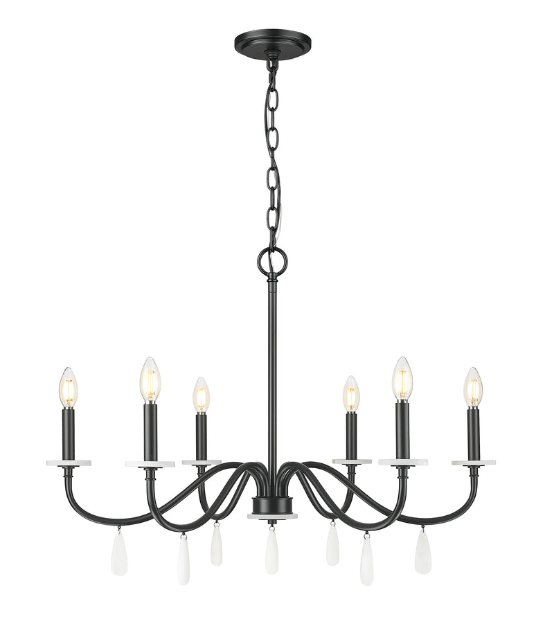 Toussant 6 Light 32" Chandelier in Matte Black