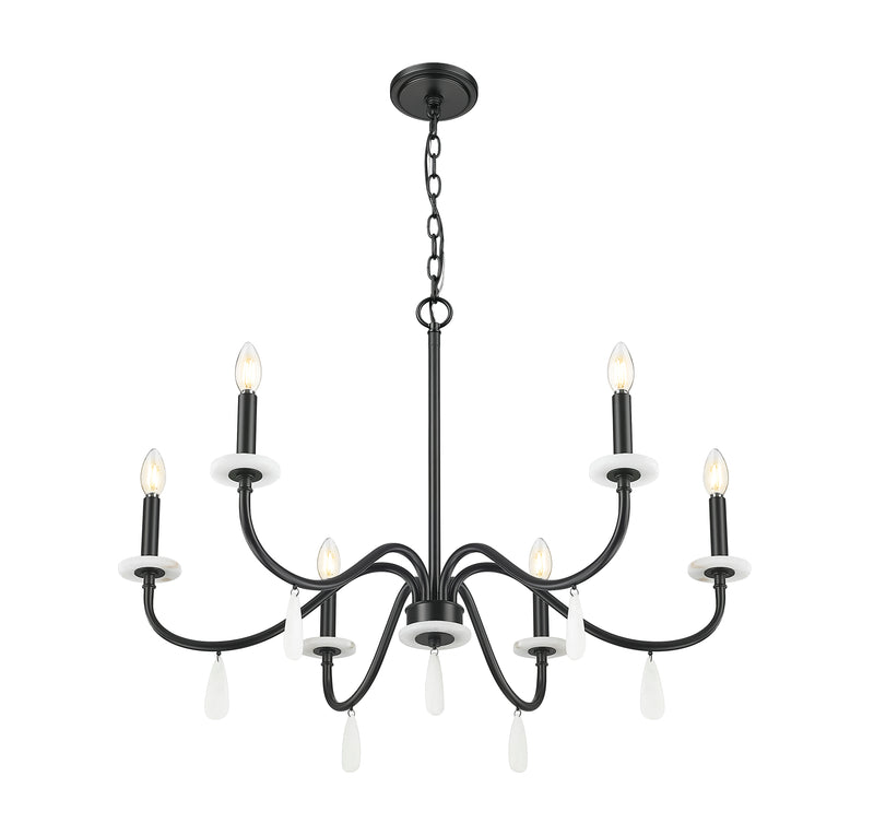 Toussant 6 Light 32" Chandelier in Matte Black