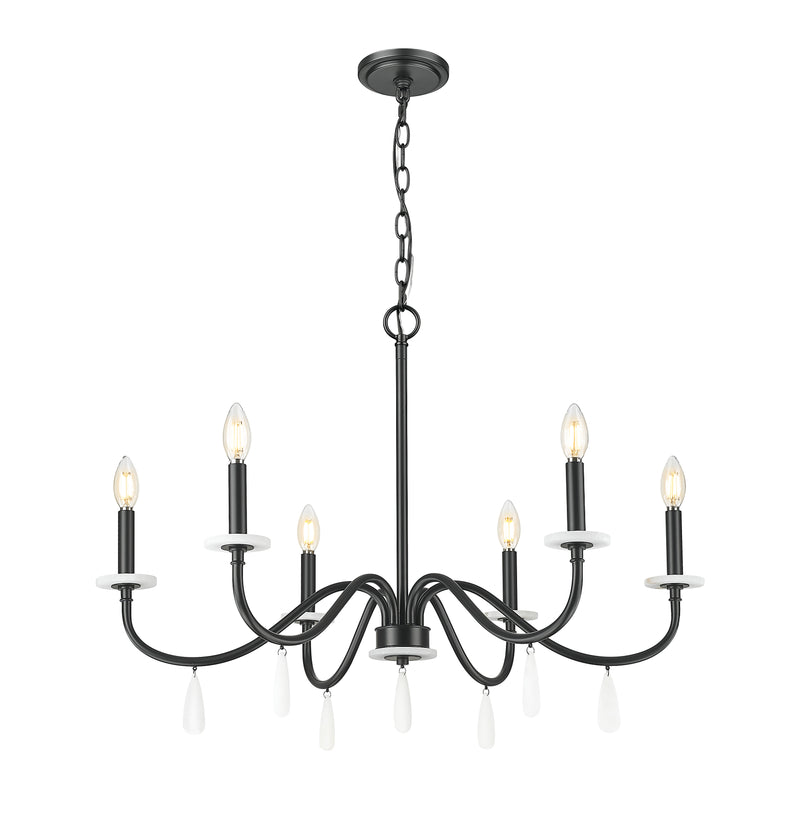 Toussant 6 Light 32" Chandelier in Matte Black