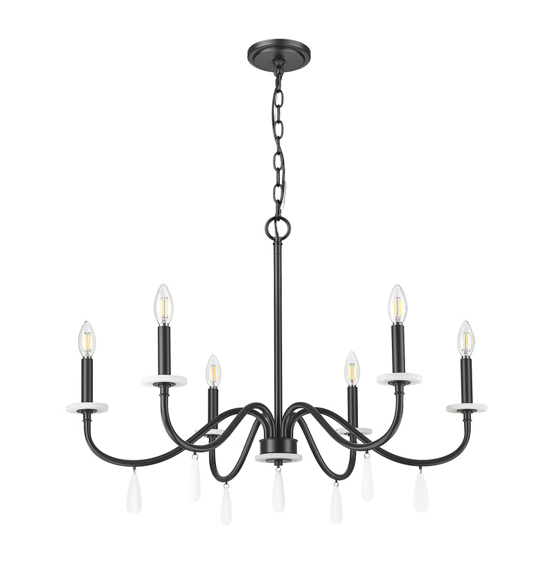 Toussant 6 Light 32" Chandelier in Matte Black
