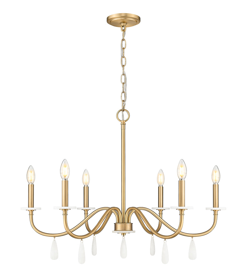 Toussant 6 Light 32" Chandelier in Modern Gold