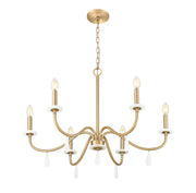 Toussant 6 Light 32" Chandelier in Modern Gold