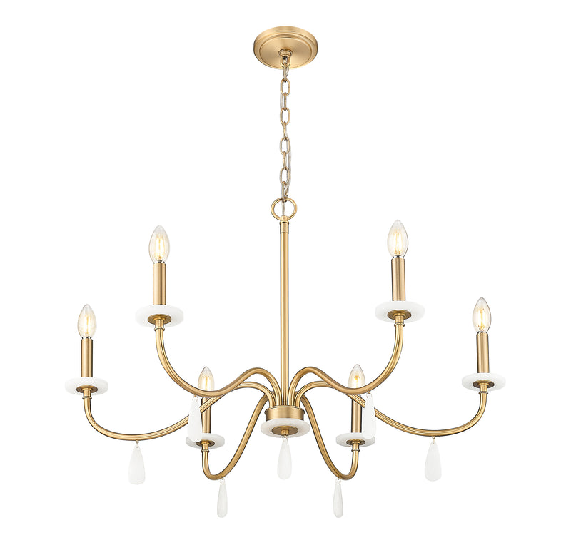 Toussant 6 Light 32" Chandelier in Modern Gold