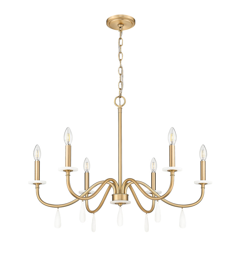 Toussant 6 Light 32" Chandelier in Modern Gold