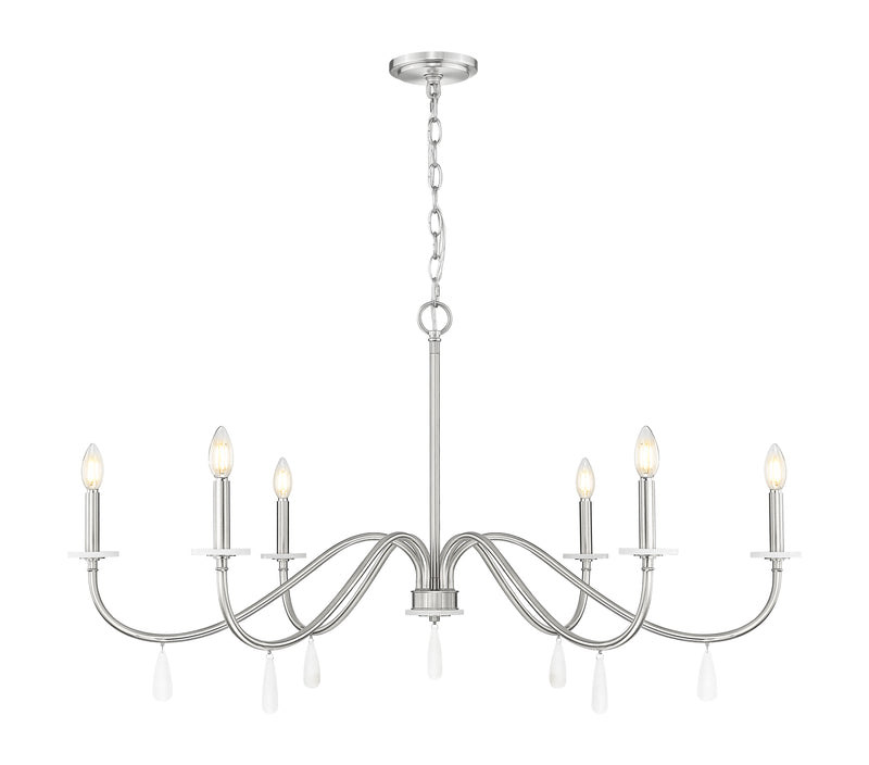 Toussant 6 Light 45" Chandelier in Brushed Nickel