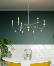 Toussant 6 Light 45" Chandelier in Brushed Nickel in a room setting
