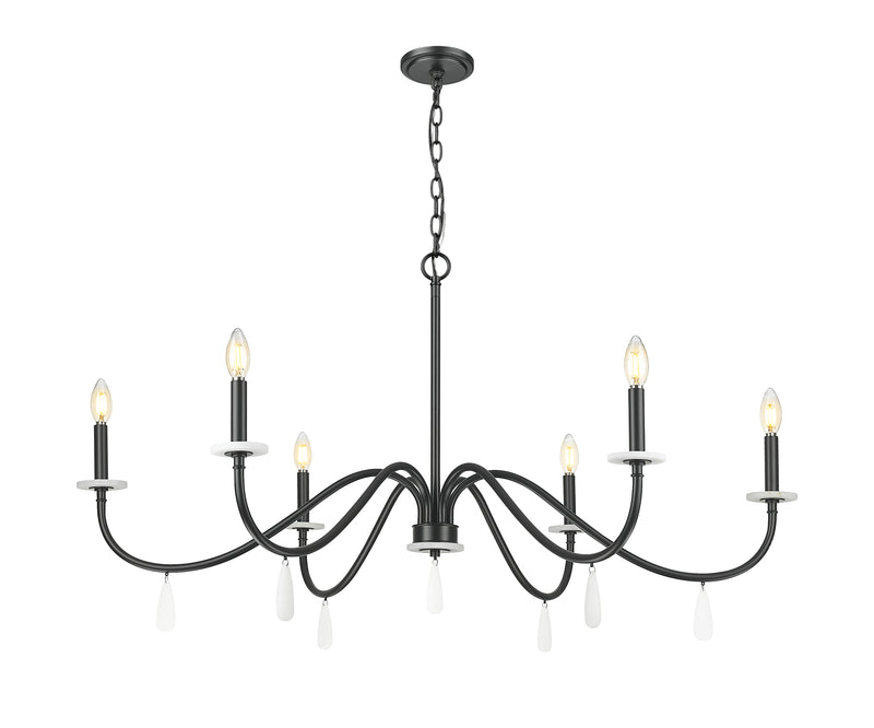 Toussant 6 Light 45" Chandelier in Matte Black