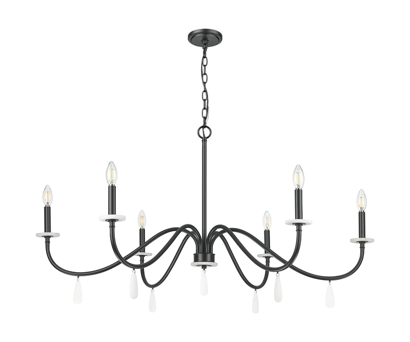 Toussant 6 Light 45" Chandelier in Matte Black