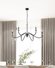 Toussant 6 Light 45" Chandelier in Matte Black in a room setting