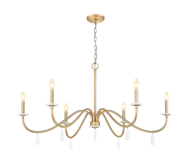 Toussant 6 Light 45" Chandelier in Modern Gold