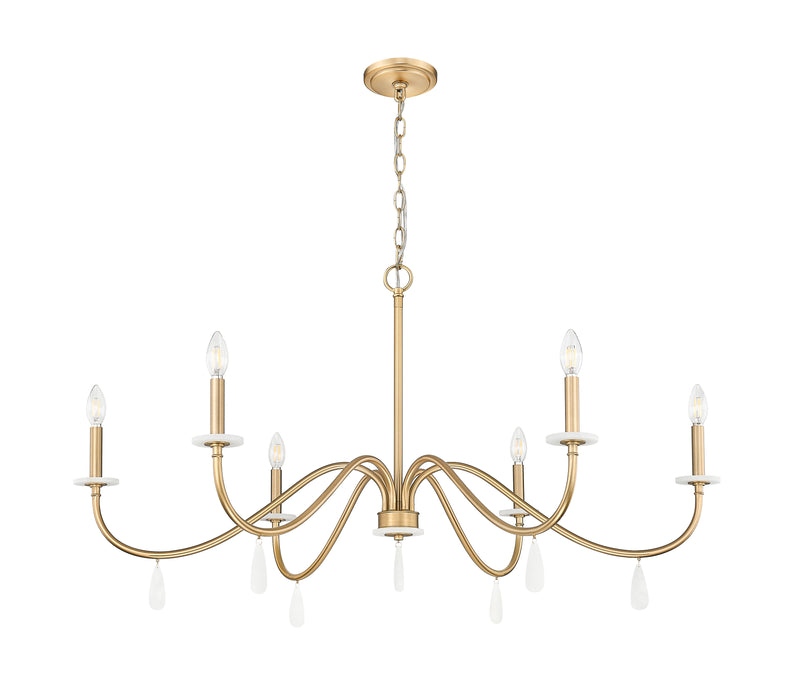 Toussant 6 Light 45" Chandelier in Modern Gold