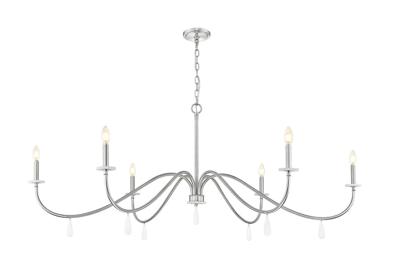 Toussant 6 Light 63" Chandelier in Brushed Nickel