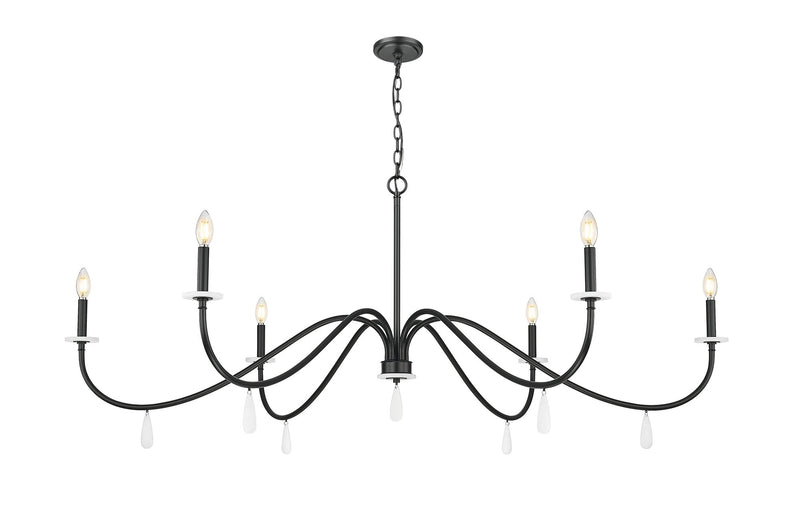 Toussant 6 Light 63" Chandelier in Matte Black