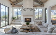 Toussant 6 Light 63" Chandelier in Matte Black in a room setting