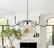 Toussant 6 Light 63" Chandelier in Matte Black in a room setting