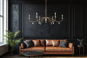 Toussant 6 Light 63" Chandelier in Modern Gold in a room setting