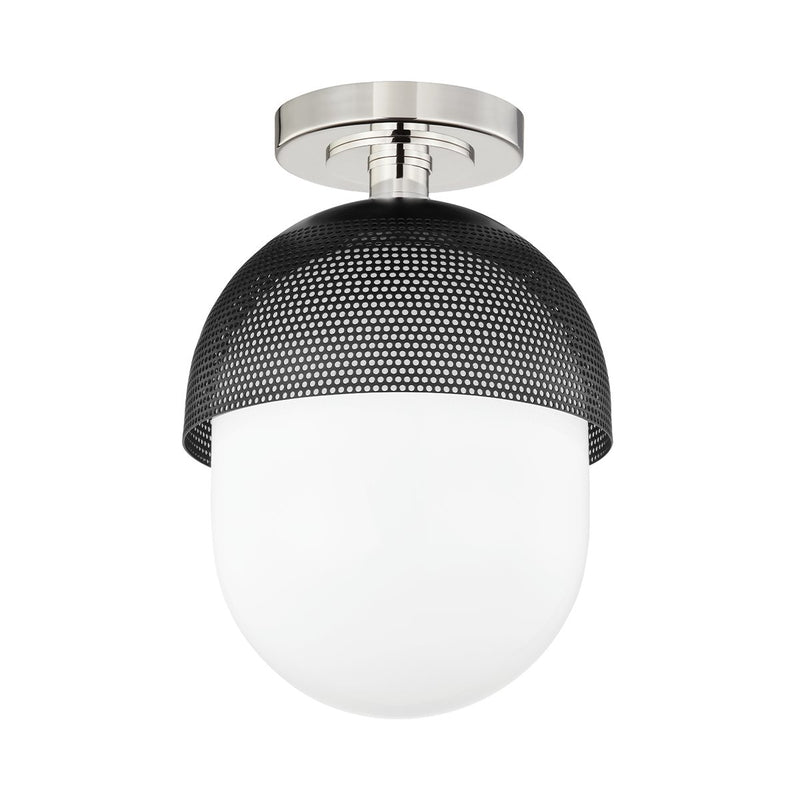 Nyack Semi-Flush Mount in Polished Nickel / Black