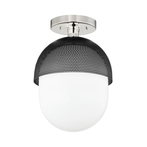 Nyack Semi-Flush Mount in Polished Nickel / Black