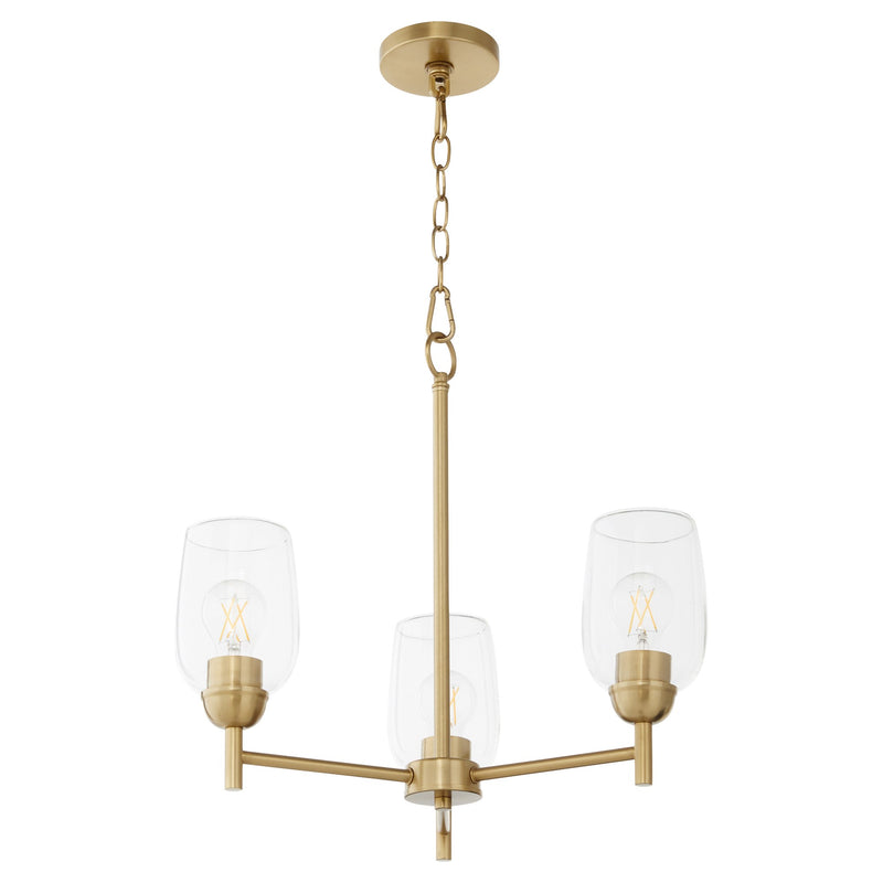 Wallinger 3 Light Chandelier in Aged Brass