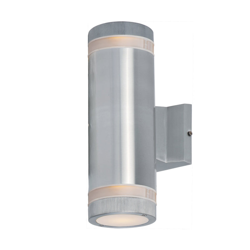 Lightray 12" 2 Light Outdoor Wall Sconce in Brushed Aluminum
