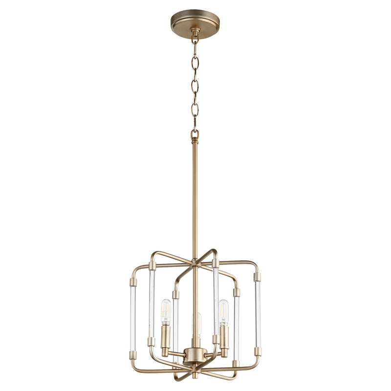 Optic 3 Light Chandelier in Aged Brass