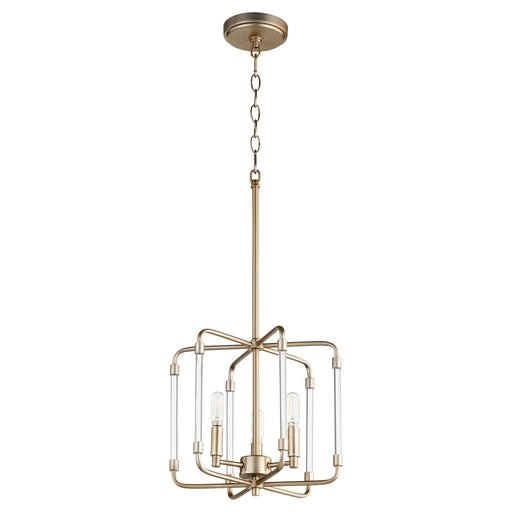 Optic 3 Light Chandelier in Aged Brass
