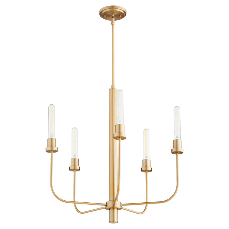 Sheridan 5 Light Chandelier in Aged Brass
