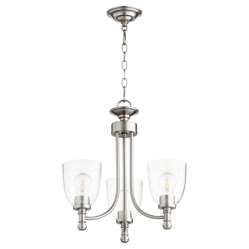 Rossington 3 Light Clear Seeded Chandelier in Satin Nickel