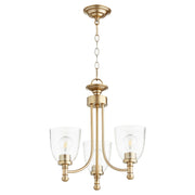 Rossington 3 Light Clear Seeded Chandelier in Aged Brass