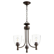 Rossington 3 Light Clear Seeded Chandelier in Oiled Bronze