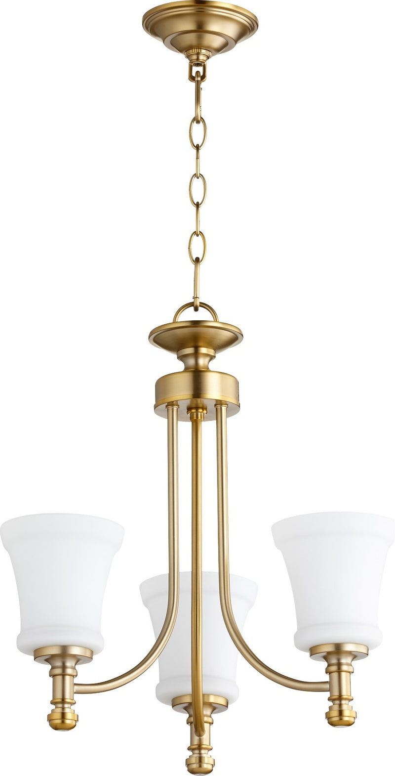 Rossington 3 Light Chandelier in Aged Brass