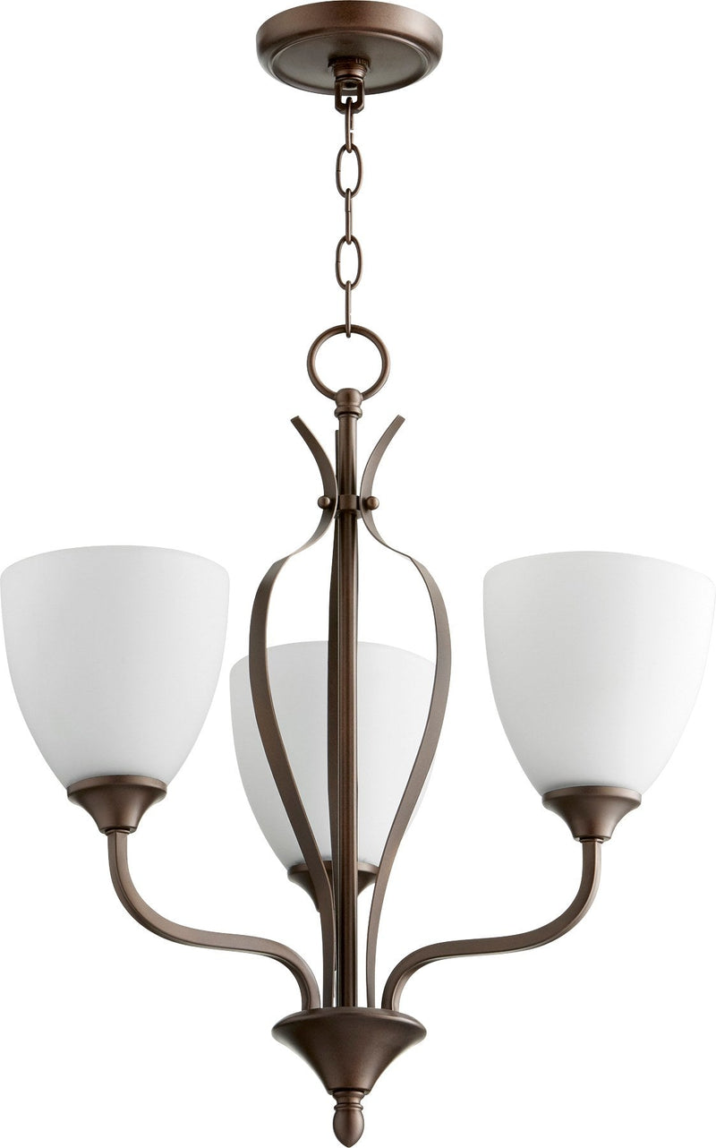 Jardin 3 Light Transitional Chandelier in Oiled Bronze